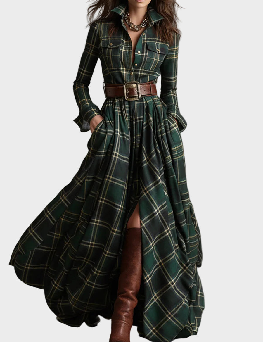 Abito Chemisier Elegante e Classico in verde - Evelina di Amora Moda, foto 2