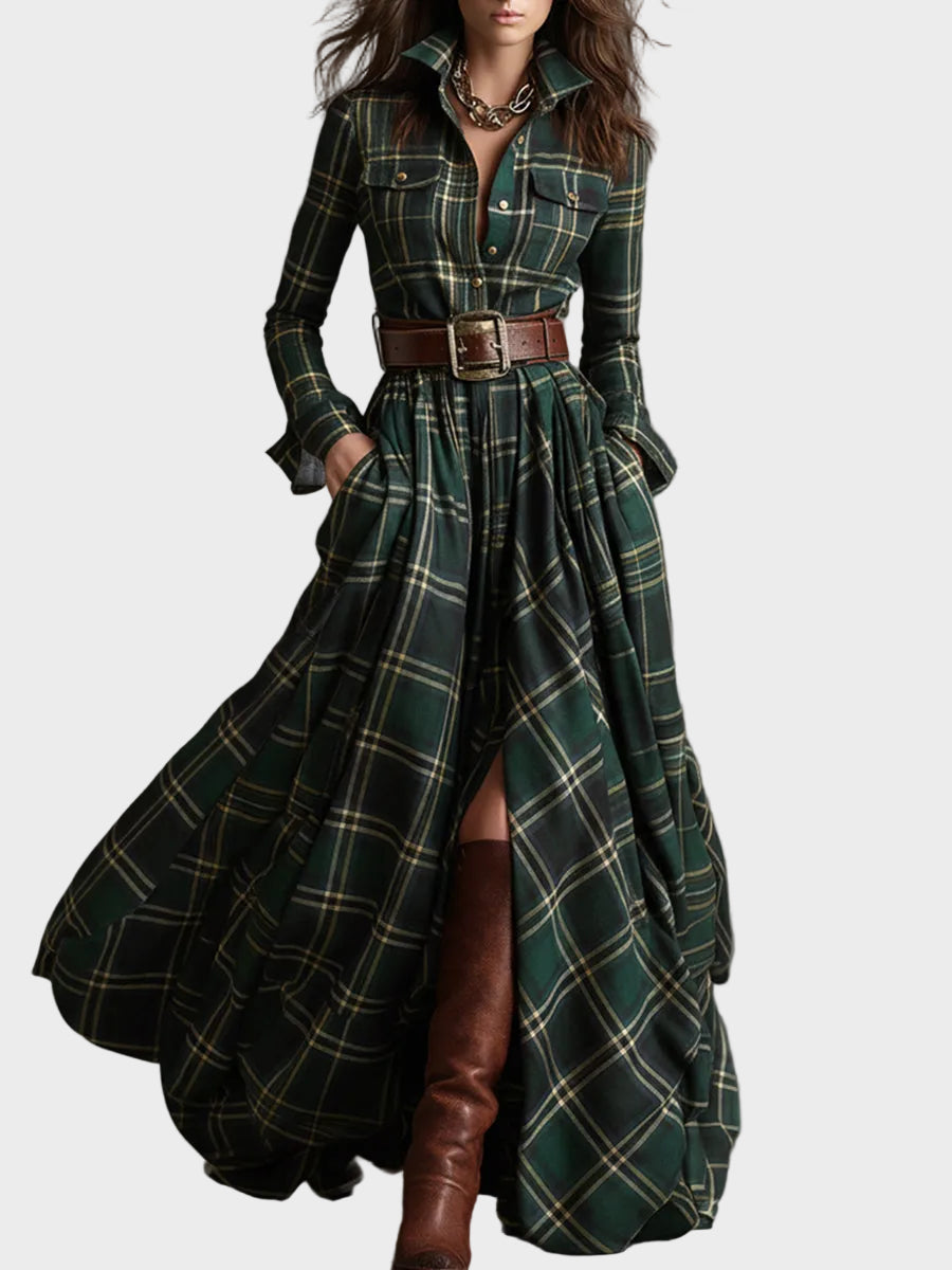 Abito Chemisier Elegante e Classico in verde - Evelina di Amora Moda, foto 2
