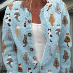 Cardigan con Motivo di Gatti in blu - Carlotta di Amora Moda, foto 3