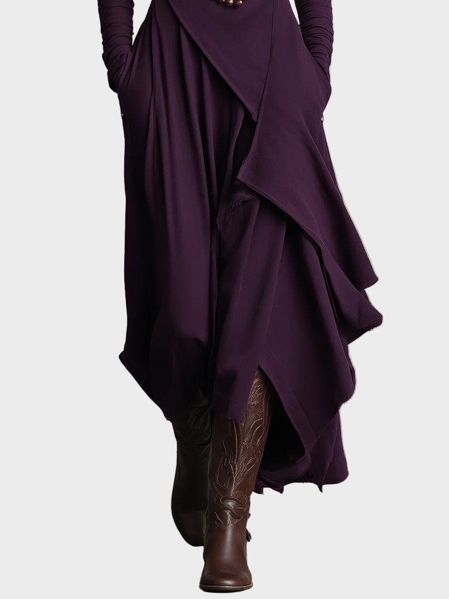 Abito Maxi Asimmetrico in Maglia con Collo Alto - Teresa di Amora Moda, foto 7