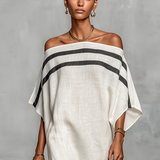 Viola - Abito Maxi Minimalista in Lino con Spalle Scoperte