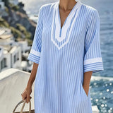 Beatrice | Abito Vintage a Righe con Scollo a V