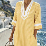 Beatrice | Abito Vintage a Righe con Scollo a V