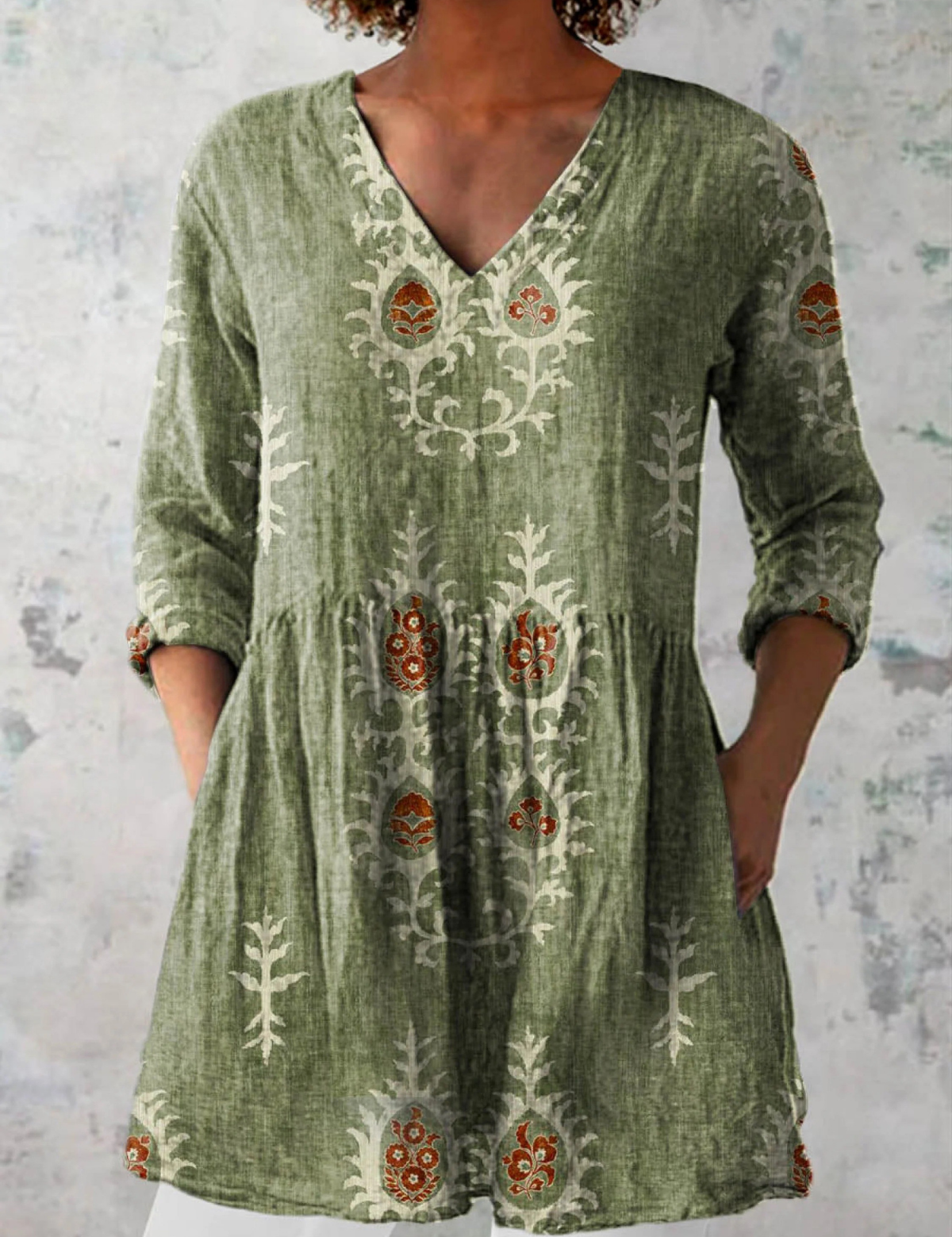 Blusa Lunga Stampata in verde - Orsola di Amora Moda, foto 2