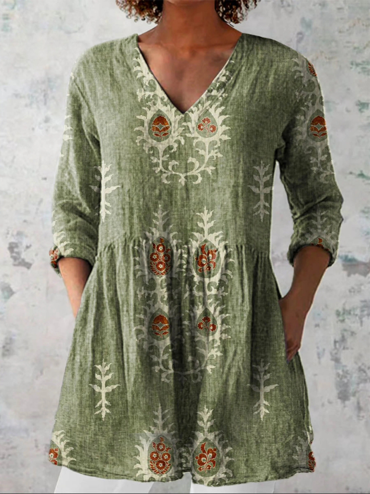 Blusa Lunga Stampata in verde - Orsola di Amora Moda, foto 2