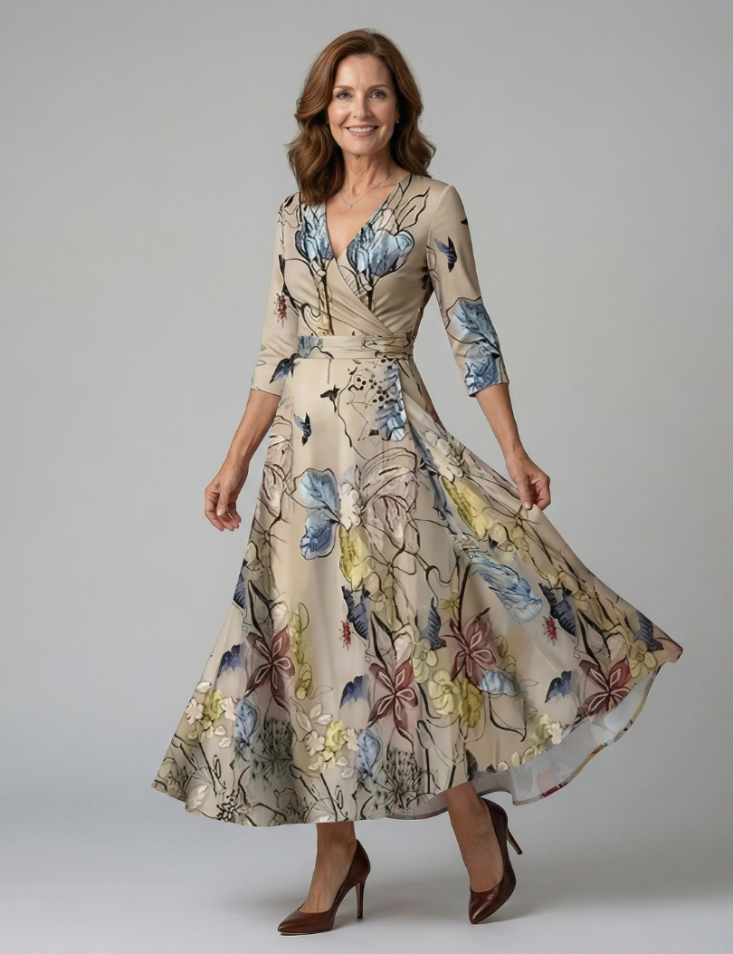 Celine | Abito Midi con Collo Incrociato