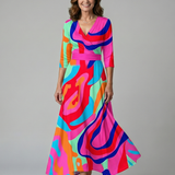 Celine | Abito Midi con Collo Incrociato