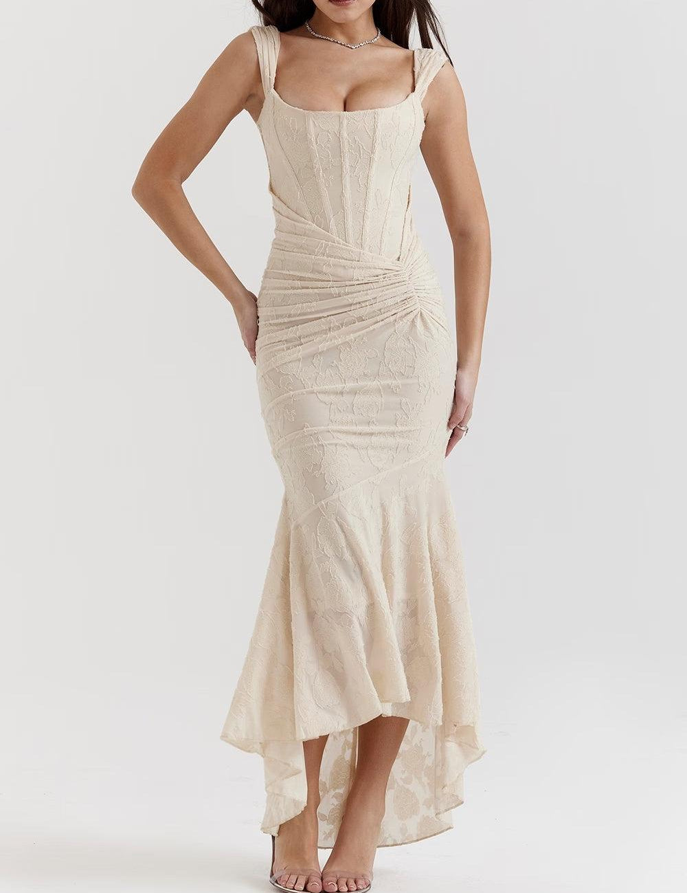 Giulia | Abito maxi floreale blu campanula