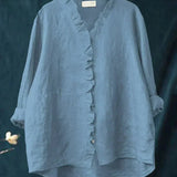 Sanela | Camicia Casual in Cotone e Lino con Volant Elegante