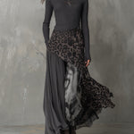 Abito Lungo con Stampa Leopardata in grigio - Martina di Amora Moda
