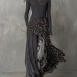 Abito Lungo con Stampa Leopardata in grigio - Martina di Amora Moda