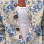Cardigan Color Crema con Fiori Blu - Asia di Amora Moda, foto 2