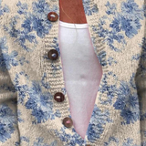 Cardigan Color Crema con Fiori Blu - Asia di Amora Moda, foto 2