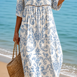 Alessandra | Abito Midi Blu Mediterraneo