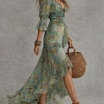 Abito Maxi Floreale con Orlo Asimmetrico - Aurora di Amora Moda, foto 2
