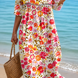 Luciana | Abito Midi Fiori Solari