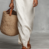 Viola - Abito Maxi Minimalista in Lino con Spalle Scoperte