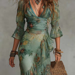 Abito Maxi Floreale con Orlo Asimmetrico - Aurora di Amora Moda, foto 5