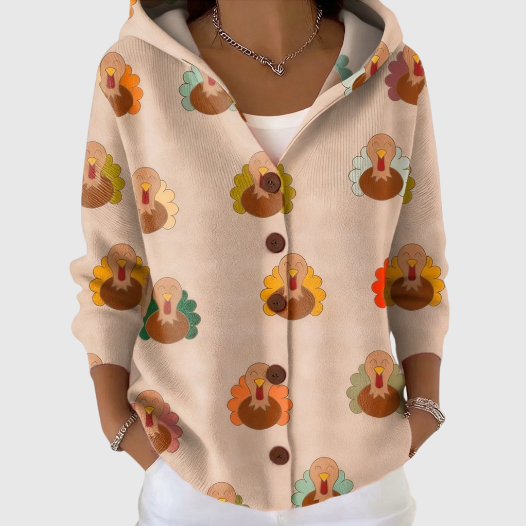 Cardigan in Maglia Comodo con Cappuccio - Lisa di Amora Moda