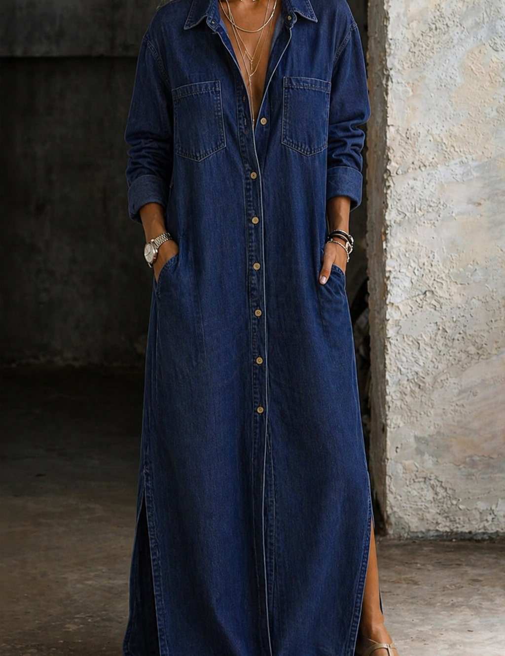 Abito con Bottoni in blu - Delia di Amora Moda, foto 6