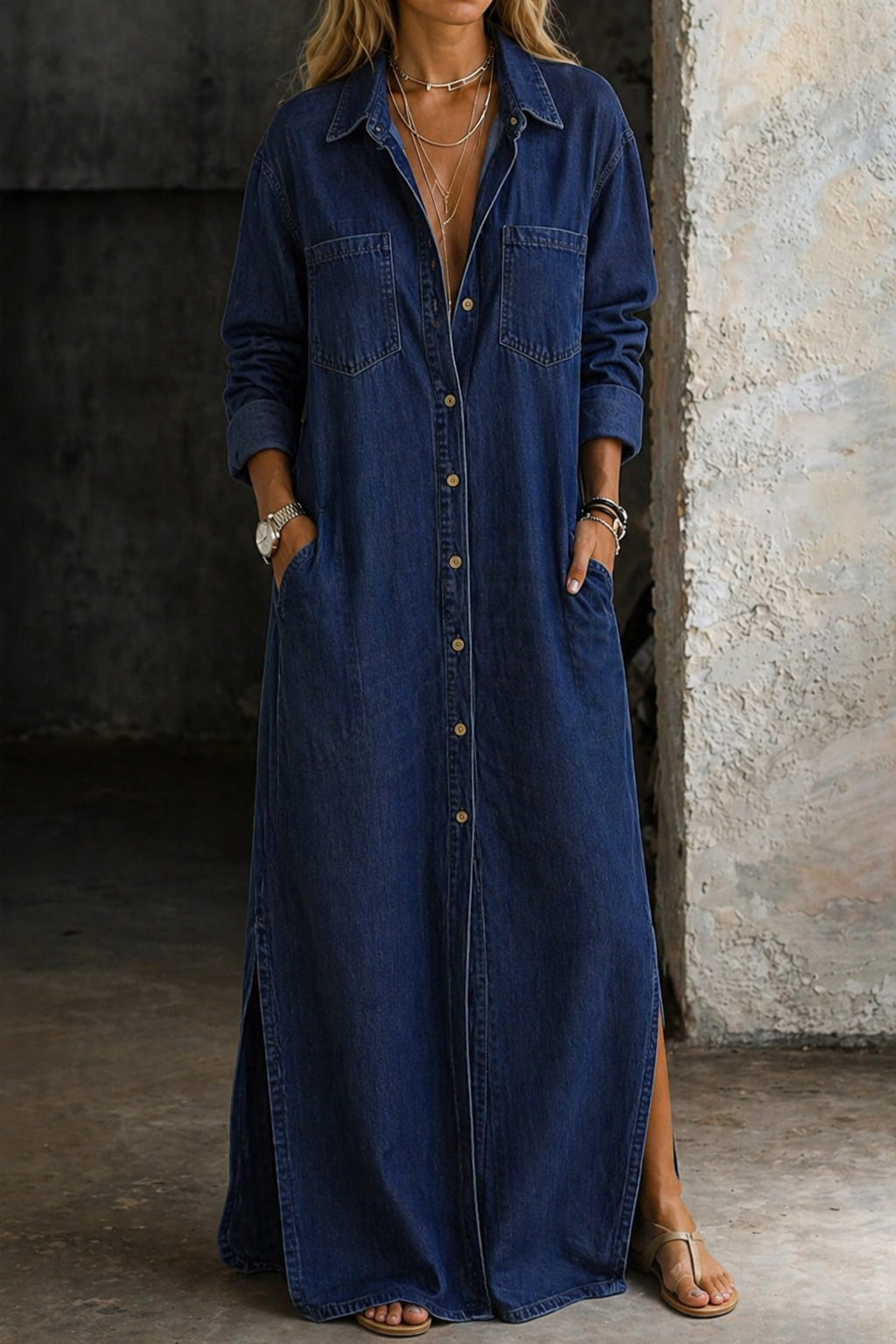 Abito con Bottoni in blu - Delia di Amora Moda, foto 6