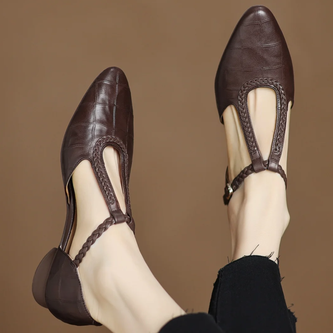Scarpe Classiche in Pelle con Dettaglio Intrecciato - Vera di Amora Moda, foto 3
