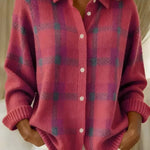 Cardigan a Quadri Classico con Colletto in rosa - Isotta di Amora Moda