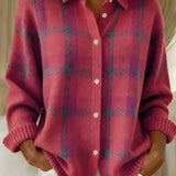 Cardigan a Quadri Classico con Colletto in rosa - Isotta di Amora Moda