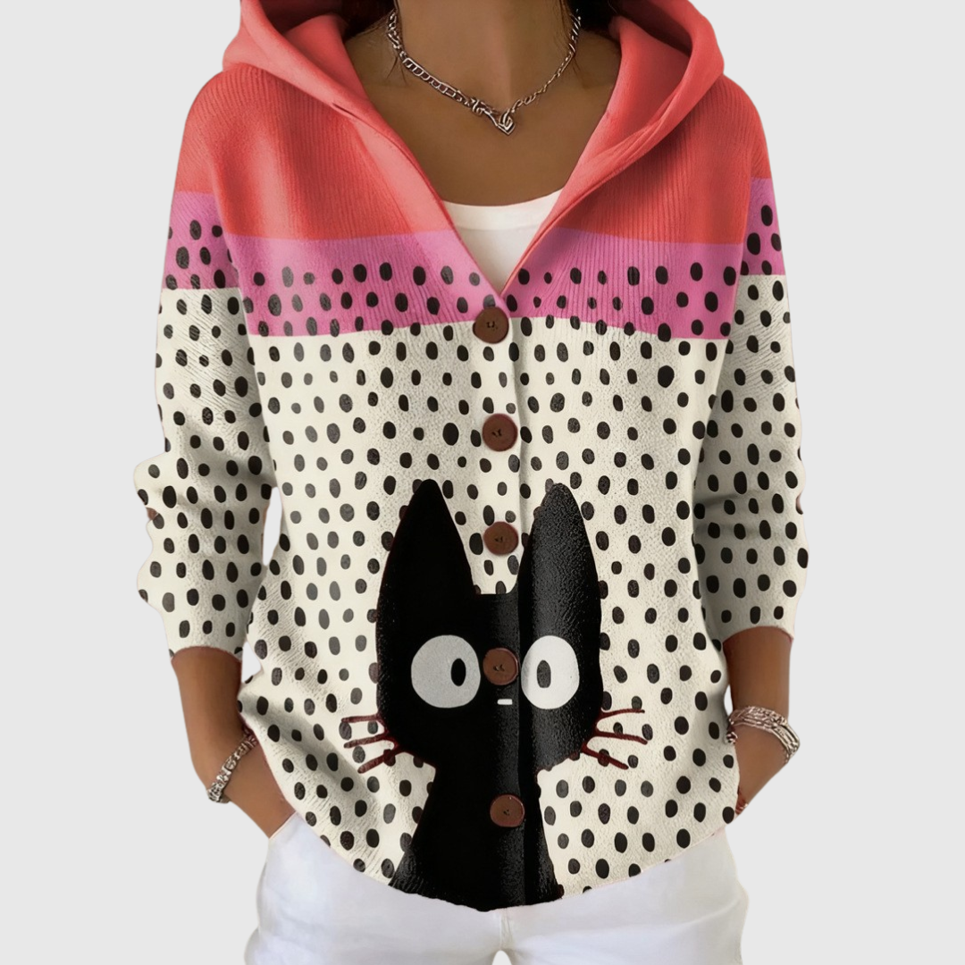 Comodo Cardigan in Maglia con Cappuccio - Cloe di Amora Moda