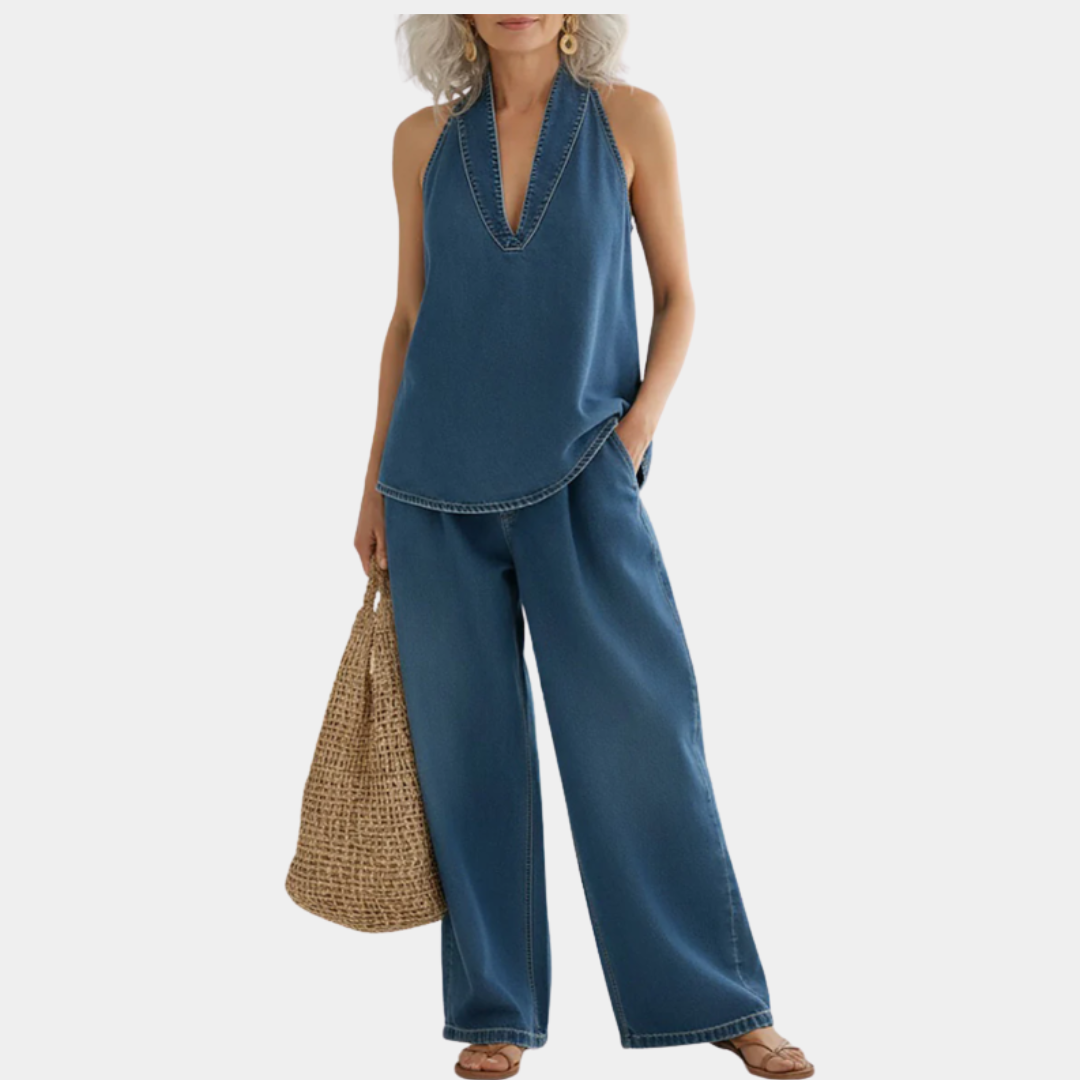 Completo Coordinato in Denim Lavato - Ambra di Amora Moda
