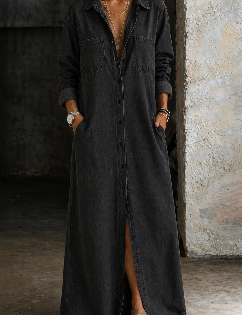 Abito con Bottoni in nero - Delia di Amora Moda, foto 5