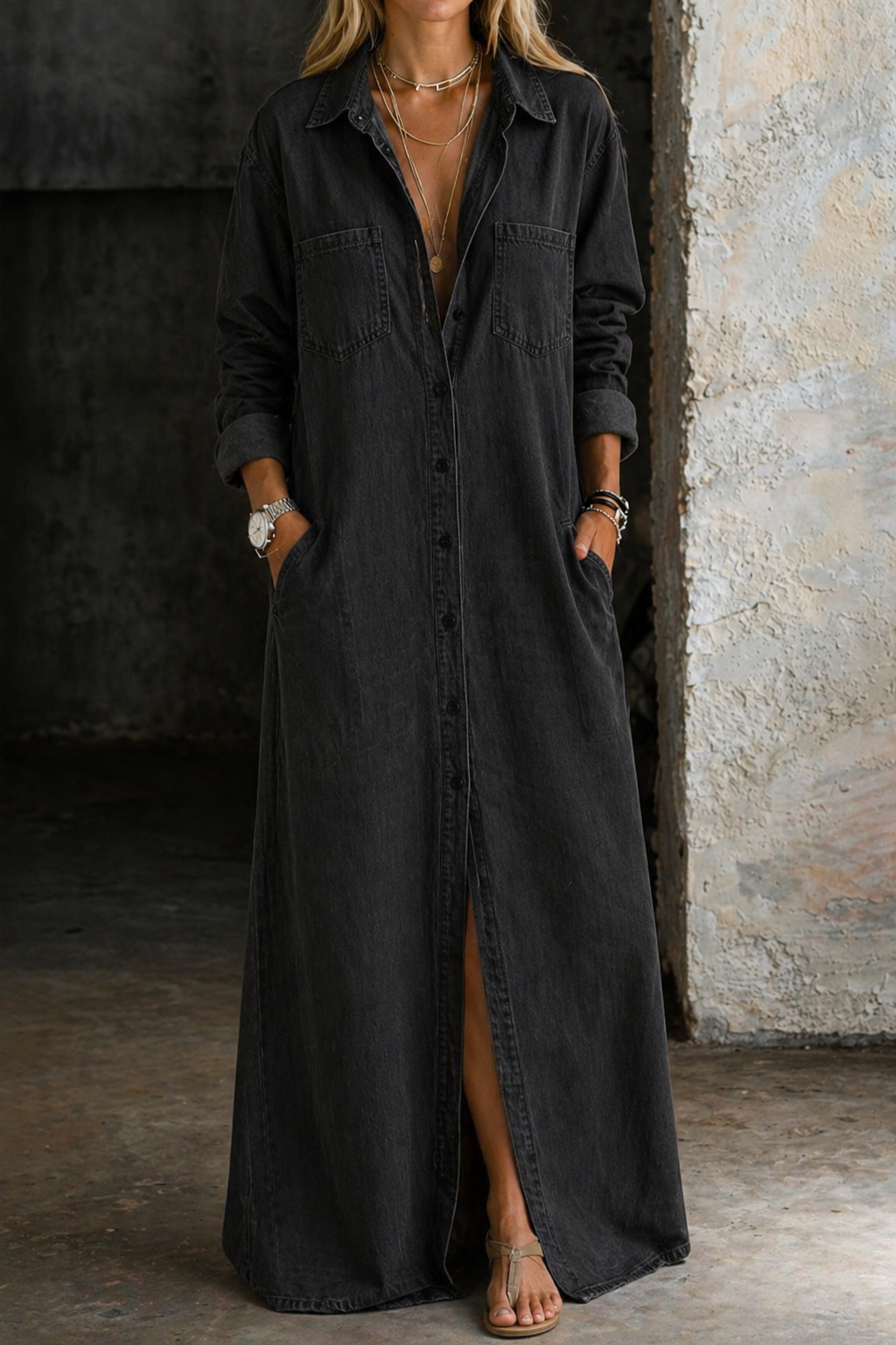 Abito con Bottoni in nero - Delia di Amora Moda, foto 5