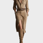 Abito Midi in Camoscio Marrone - Bruna di Amora Moda, foto 2