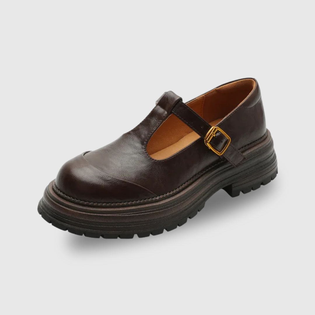 Scarpe con Cinturino a T Vintage in marrone - Luisa di Amora Moda, foto 7