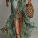 Abito Maxi Floreale con Orlo Asimmetrico - Aurora di Amora Moda, foto 4