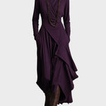 Abito Maxi Asimmetrico in Maglia con Collo Alto - Teresa di Amora Moda