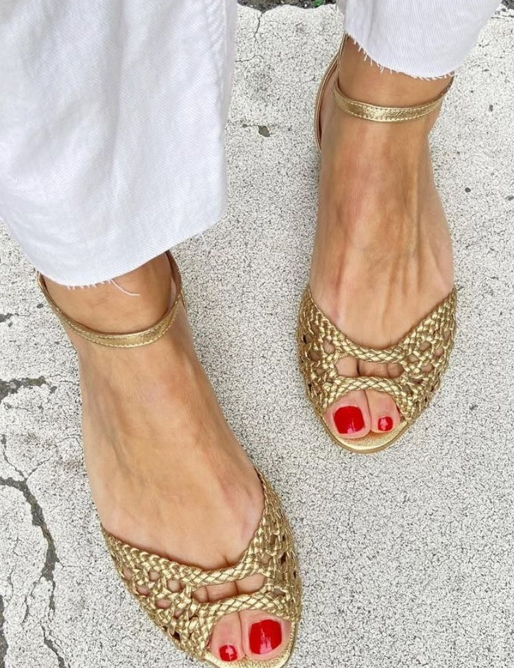 Isadora | Sandali Intrecciati Dorati