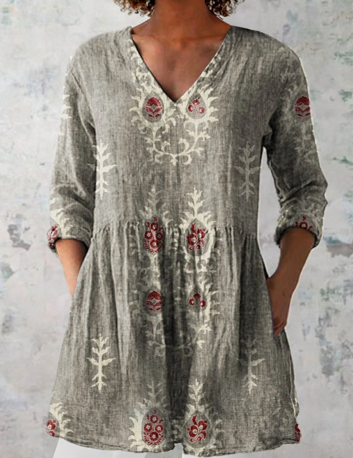 Blusa Lunga Stampata in grigio - Orsola di Amora Moda, foto 7
