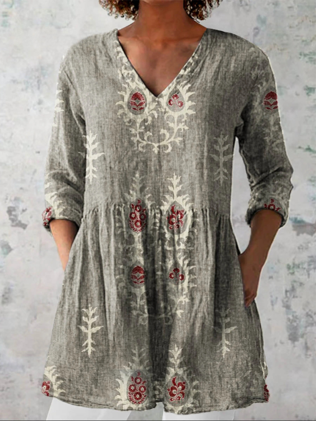 Blusa Lunga Stampata in grigio - Orsola di Amora Moda, foto 7