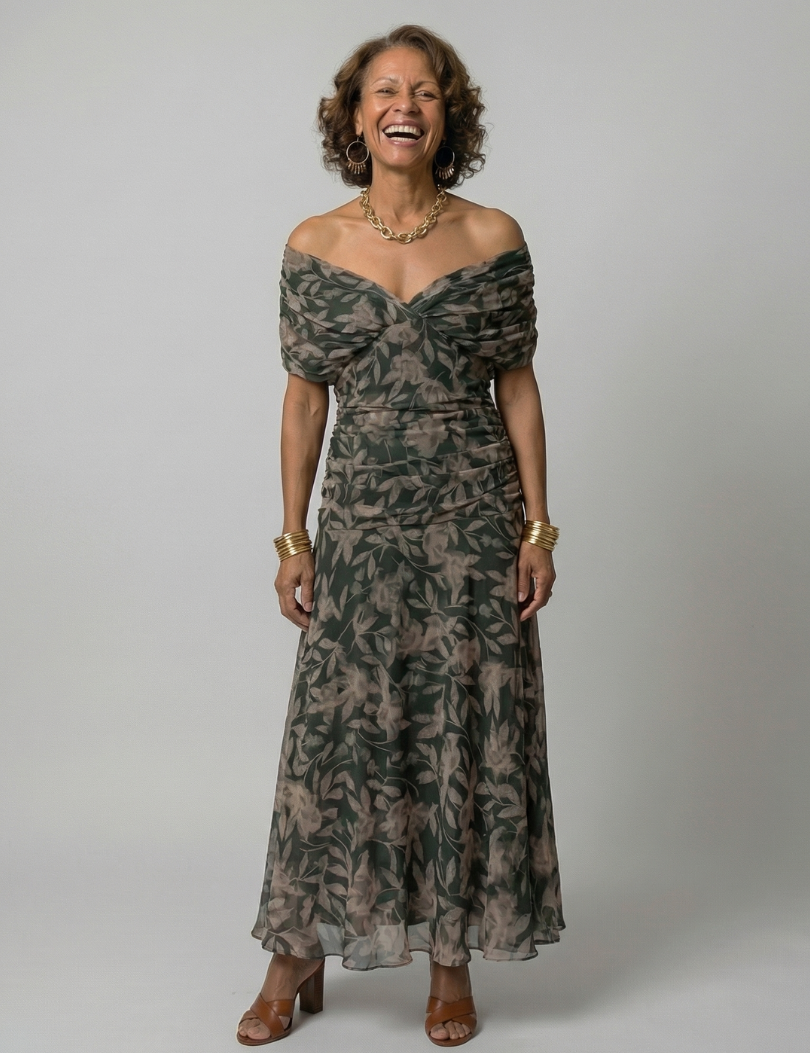 Calen | Abito Midi Off Shoulder Fluttuante