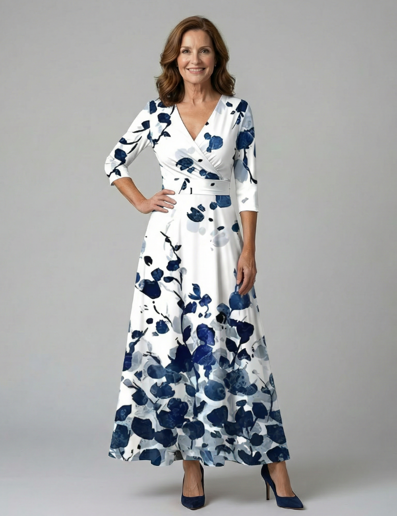Celine | Abito Midi con Collo Incrociato
