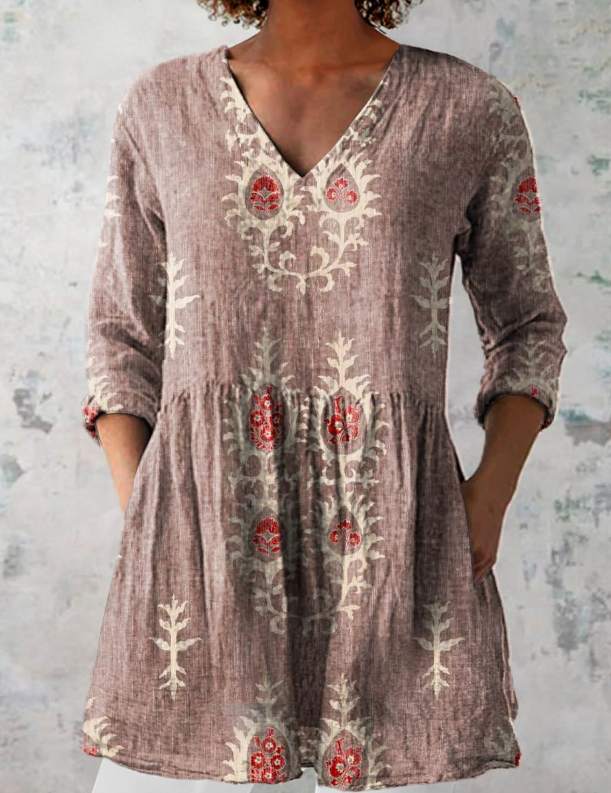 Blusa Lunga Stampata in rosa - Orsola di Amora Moda, foto 6