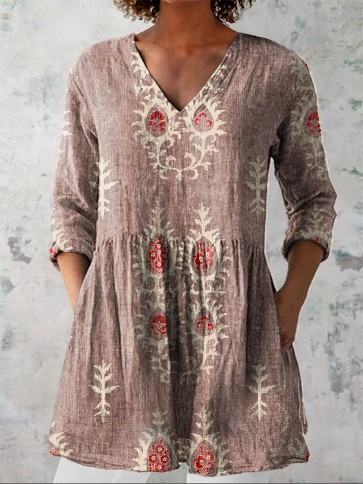 Blusa Lunga Stampata in rosa - Orsola di Amora Moda, foto 6
