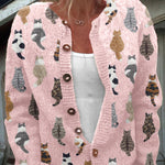 Cardigan con Motivo di Gatti in rosa - Carlotta di Amora Moda, foto 2