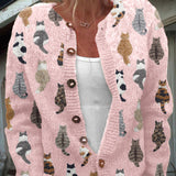 Cardigan con Motivo di Gatti in rosa - Carlotta di Amora Moda, foto 2