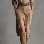 Abito Midi in Camoscio Marrone - Bruna di Amora Moda, foto 3