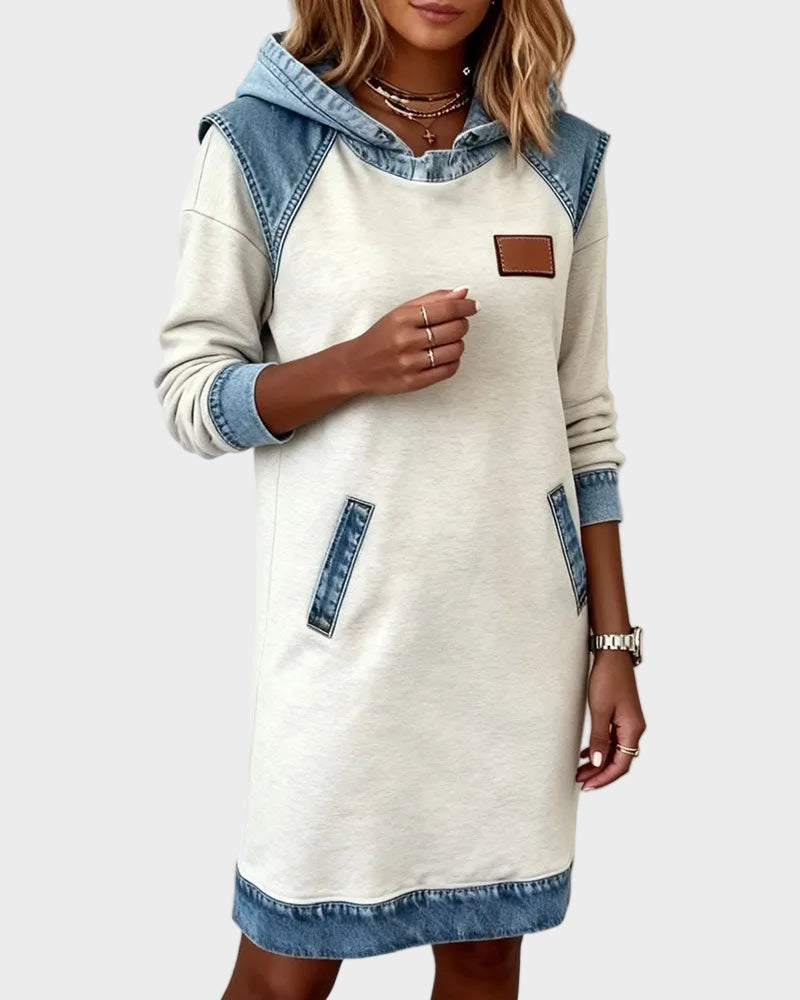 Abito Felpa con Cappuccio Effetto Denim - Irene di Amora Moda, foto 9