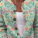 Cardigan Verde Menta con Fiori Colorati - Claudia di Amora Moda, foto 2