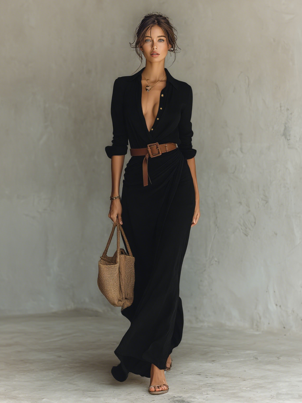 Maxi Abito Elegante in nero - Bianca di Amora Moda, foto 7