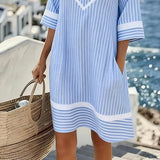Beatrice | Abito Vintage a Righe con Scollo a V